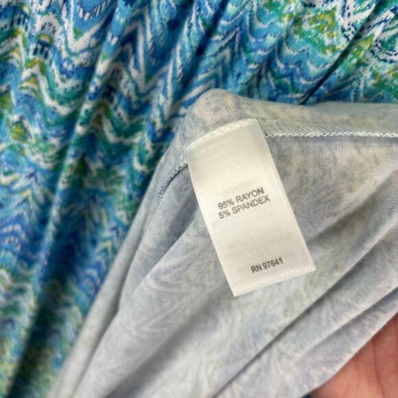 J Jill Dress Medium Blue Beachy Coastal Resortwear Cruise Stretchy Jersey Midi - Picture 5 of 8